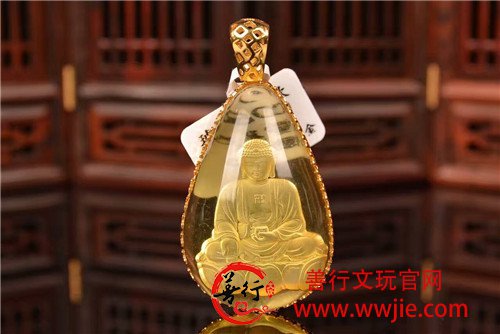 阴雕释迦摩尼镶嵌吊坠