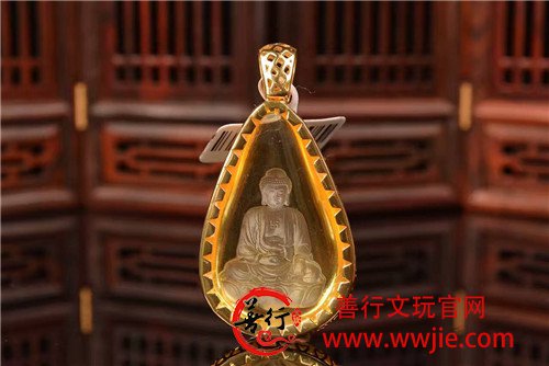 阴雕释迦摩尼镶嵌吊坠
