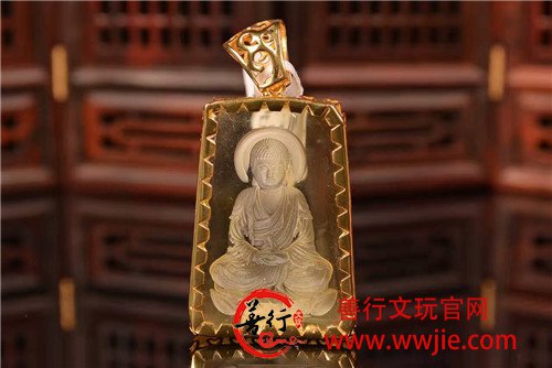 阴雕释迦摩尼镶嵌吊坠