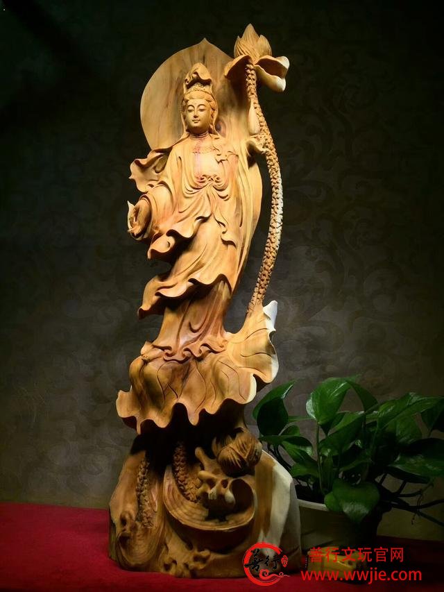 崖柏精品摆件，莲花观世音