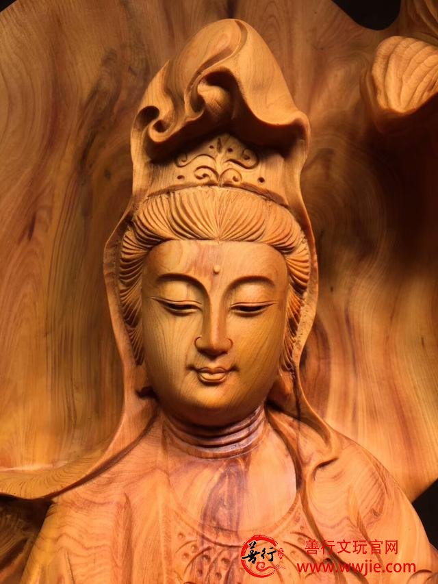 崖柏精品摆件，莲花观世音