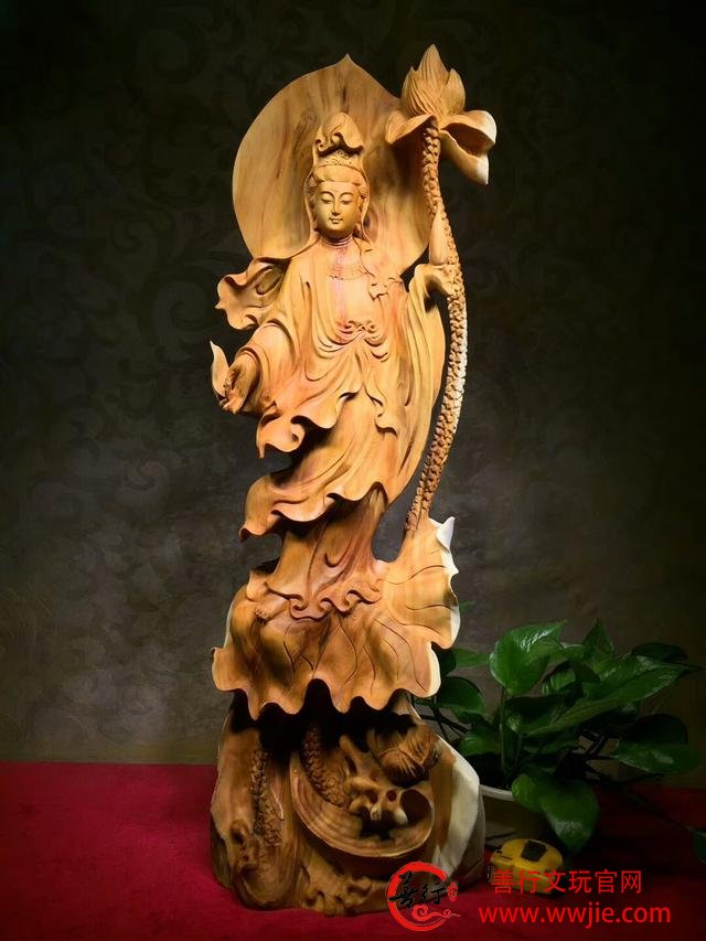 崖柏精品摆件，莲花观世音