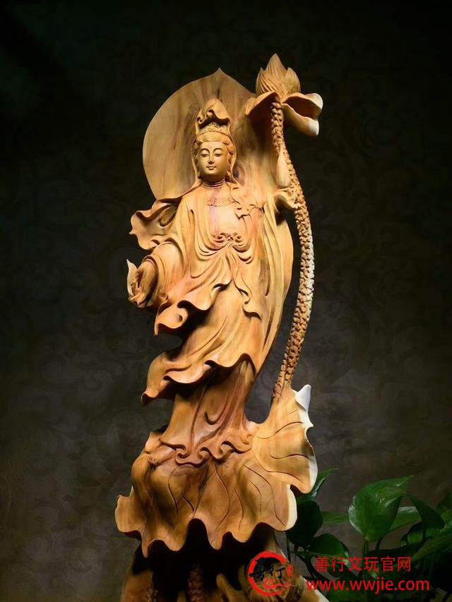 崖柏精品摆件，莲花观世音